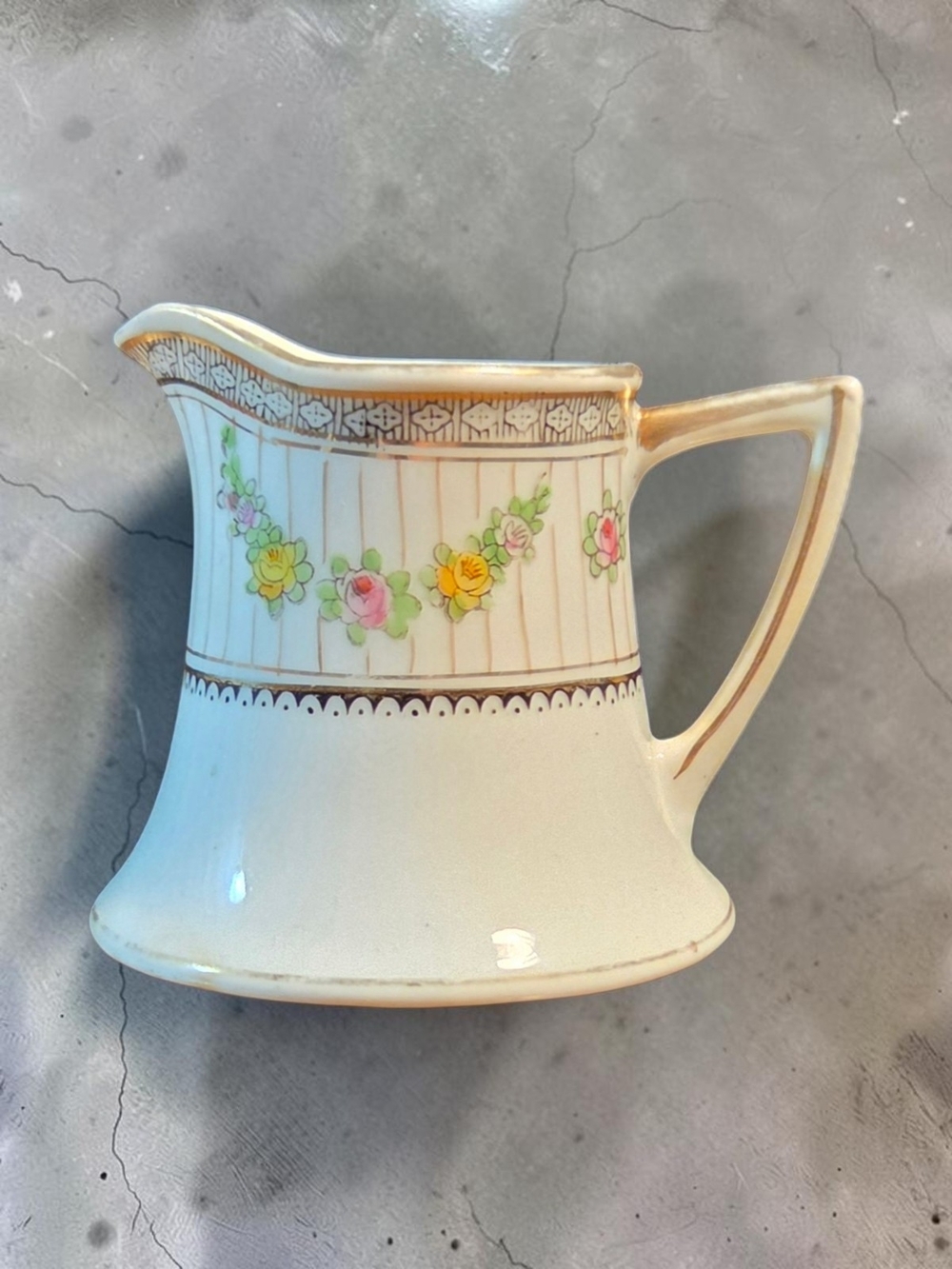 Antique Nippon Porcelain Tea Set Hand Painted Floral Garland & Gold Trim ** - Picture 9 of 15